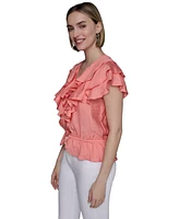 Karl Lagerfeld Paris Women's Ruffled Blouse