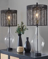 Lumisource 26" Glass Jenna Contemporary Table Lamp, Set of 2