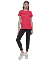 Dkny Sport Women's Cotton-Blend Rhinestone-Logo T-Shirt