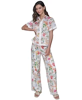 Karl Lagerfeld Paris Women's Printed Camp Shirt