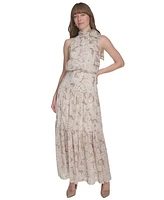 Tommy Hilfiger Women's Side-Tie Halter Tiered Maxi Dress