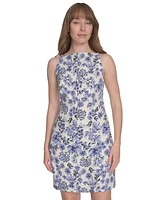 Tommy Hilfiger Women's Helena Square-Neck Floral Hopsack Sheath Dress