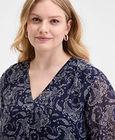 Jones New York Plus Kelly Paisley-Print Top
