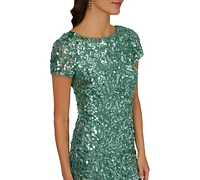 Adrainna Papell Women's Embellished Short-Sleeve Gown