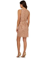 Adrianna Papell Women's Boat-Neck Embellished Sheath Dress