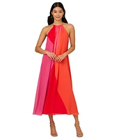 Adrianna Papell Women's Colorblocked Halter Dress