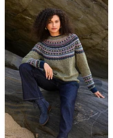 Celtic & Co. Women's Donegal Fair Isle Yoke Sweater