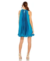 Mac Duggal Women's Pleated Halter Neck Flowy Mini Trapeze Dress