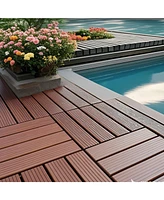 Interlocking Deck Tiles, 44 Pack, 12"x12", Waterproof, Red/Brown