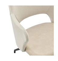 Modern Upholstered Fabric & Faux Leather Open Back Dining Armchair