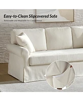 Israel Traditional Slipcovered Sofa with Solid Leg