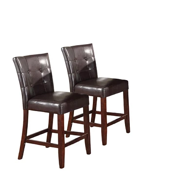 2 Piece Counter Height Bar Chairs with Faux Leather and Wood Frame