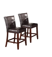2 Piece Counter Height Bar Chairs with Faux Leather and Wood Frame
