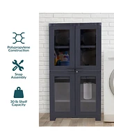 Plastic Lockable Storage Cabinet - Versatile Plastic Storage Cabinet with Acrylic Glass Doors and 3 Adjustable Shelves - Charcoal
