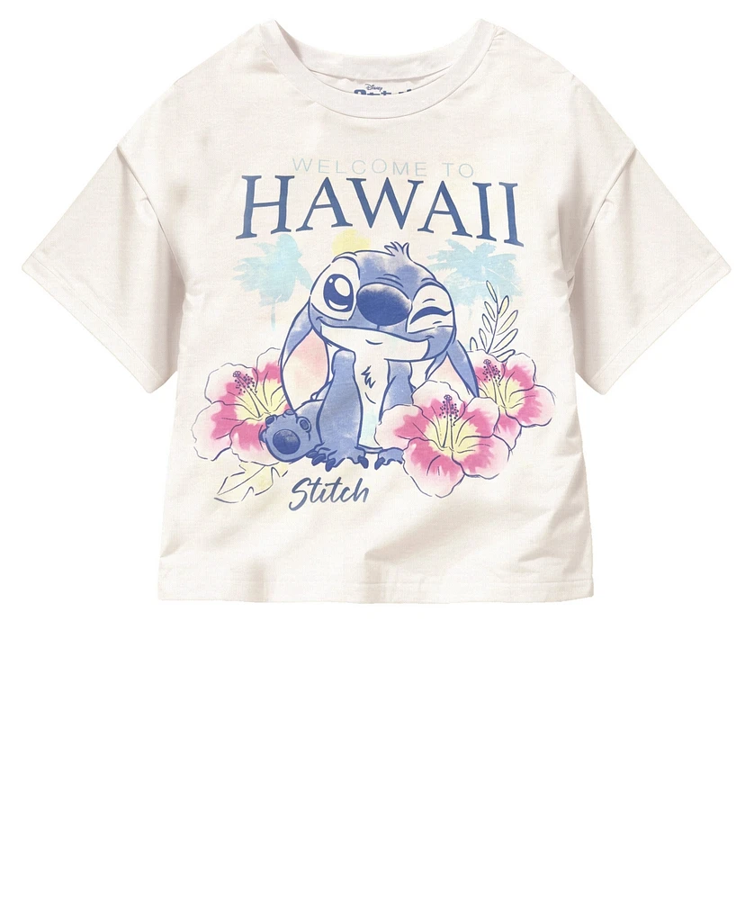 Disney Big Girls Stitch Short Sleeve Kauai Chief Value Cotton T-Shirt
