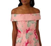Adrianna Papell Women's Off-The-Shoulder Floral-Jacquard Dress