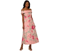 Adrianna Papell Women's Off-The-Shoulder Floral-Jacquard Dress