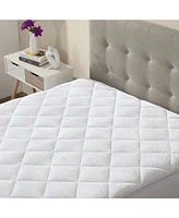 Circleshome Double Puff Microfiber Fleece Mattress Pad White
