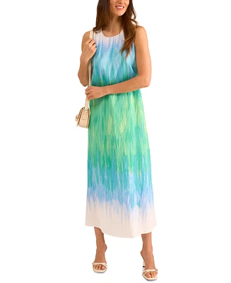 Vince Camuto Women's Printed Crewneck Sleeveless Maxi Dress