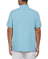 Cubavera Men's Geo Embroidered Panel Chambray Shirt