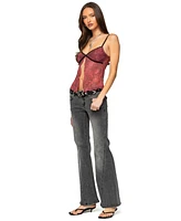 Edikted Women's Printed Mesh Split Front Top