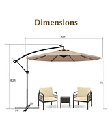 Gymax 10ft Solar Patio Umbrella Outdoor Offset Hanging w/ 40 Led Lights