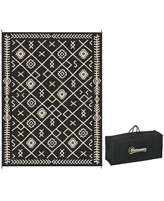 Outsunny Outdoor Rug, 9' x 18' Floor Mat, Rhombus