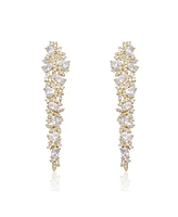 14k Gold Plated Cubic Zirconia Linear Formal Dangle Earrings