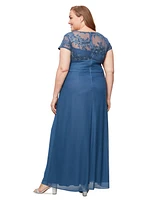 Alex Evenings Plus Sequinned Embroidered Evening Gown