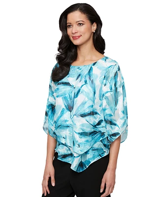 Alex Evenings Women's Printed Chiffon Burnout Blouse