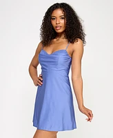 Emerald Sundae Juniors' Lace-Trim Fit & Flare Dress
