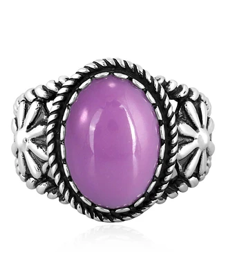 Sterling Silver Phosphosiderite Concha Flower Ring