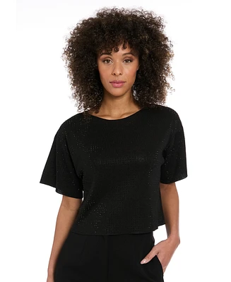 Muse Women's Studded Relaxed Crewneck Tee