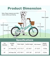 16/18 Inch Kids Bike with Training Wheels, 2 Brake System, and Adjustable Seat for Ages 4-8