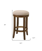 Solid Wood Swivel Backless Counter Height Bar Chair
