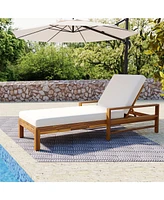 Mondawe Acacia Wood Adjustable Backrest Outdoor Lounge Chair, Suitable for Gardens, Terraces