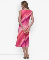 Dkny Petite Printed Cowlneck Sleeveless Midi Dress