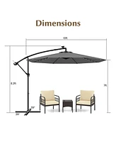 Gymax 10 Ft Solar Led 40 Lights Offset Umbrella Crank Cross Base Patio