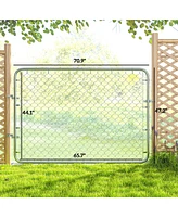 Outsunny Chain Link Fence Gate, Galvanized Steel Garden Gate
