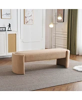 Elegant and Simple Long - shaped Ottoman Bench, Light Camel