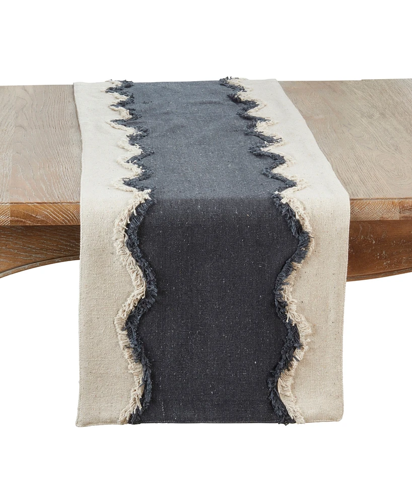 Saro Lifestyle Squiggle Fringed Table Runner, 16" x 72"