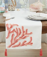 Saro Lifestyle Seaside Embroidered Coral Table Runner, 16" x 72"