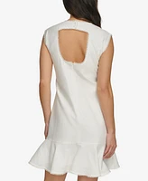 Dkny Women's Embroidered Pom-Pom-Trim Back-Cutout Dress