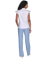 Calvin Klein Petite Ruffled Cotton Top