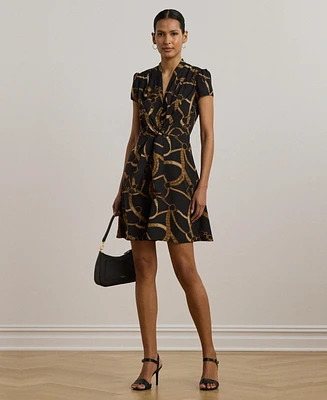 Lauren Ralph Lauren Women's Belting-Print Crepe Tie-Front Dress