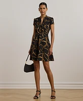 Lauren Ralph Lauren Women's Belting-Print Crepe Tie-Front Dress
