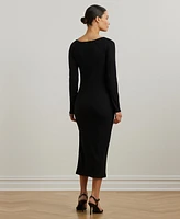 Lauren Ralph Women's Rib-Knit Long-Sleeve Midi Dress