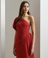 Lauren Ralph Women's Geo-Print Georgette One-Shoulder Dress