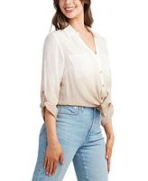Bcx Juniors' Gauzy Dip-Dyed Shirt