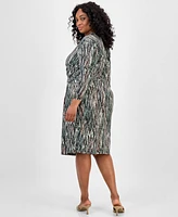 Kasper Plus Printed Wrap-Style Dress